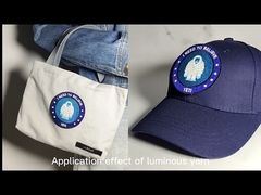 Fluorescence Effect Customized Embroidered Fabric Patches Washable For Garment Bags