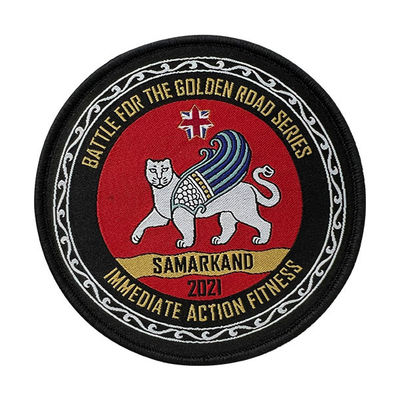 Il confine su ordinazione di Samarcanda Merrow tessuto rattoppa le toppe tessute dell'etichetta