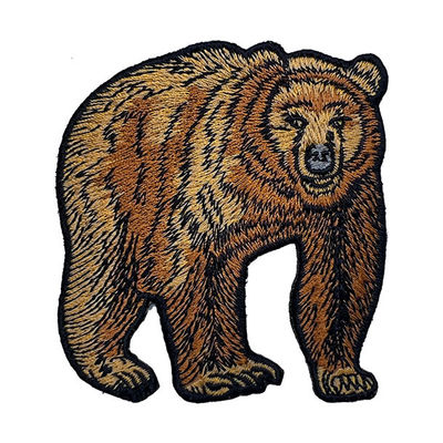 Ferro su ordinazione della toppa del ricamo dell'orso bruno sull'appoggio del confine ricamato per le borse del rivestimento