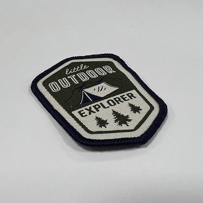 Esplorazione su ordinazione Team Iron On Woven Patch con il confine di Merrowed