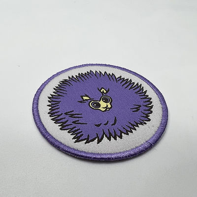 Confine porpora sveglio su ordinazione di Logo Iron On Woven Patch Merrowed per i bambini